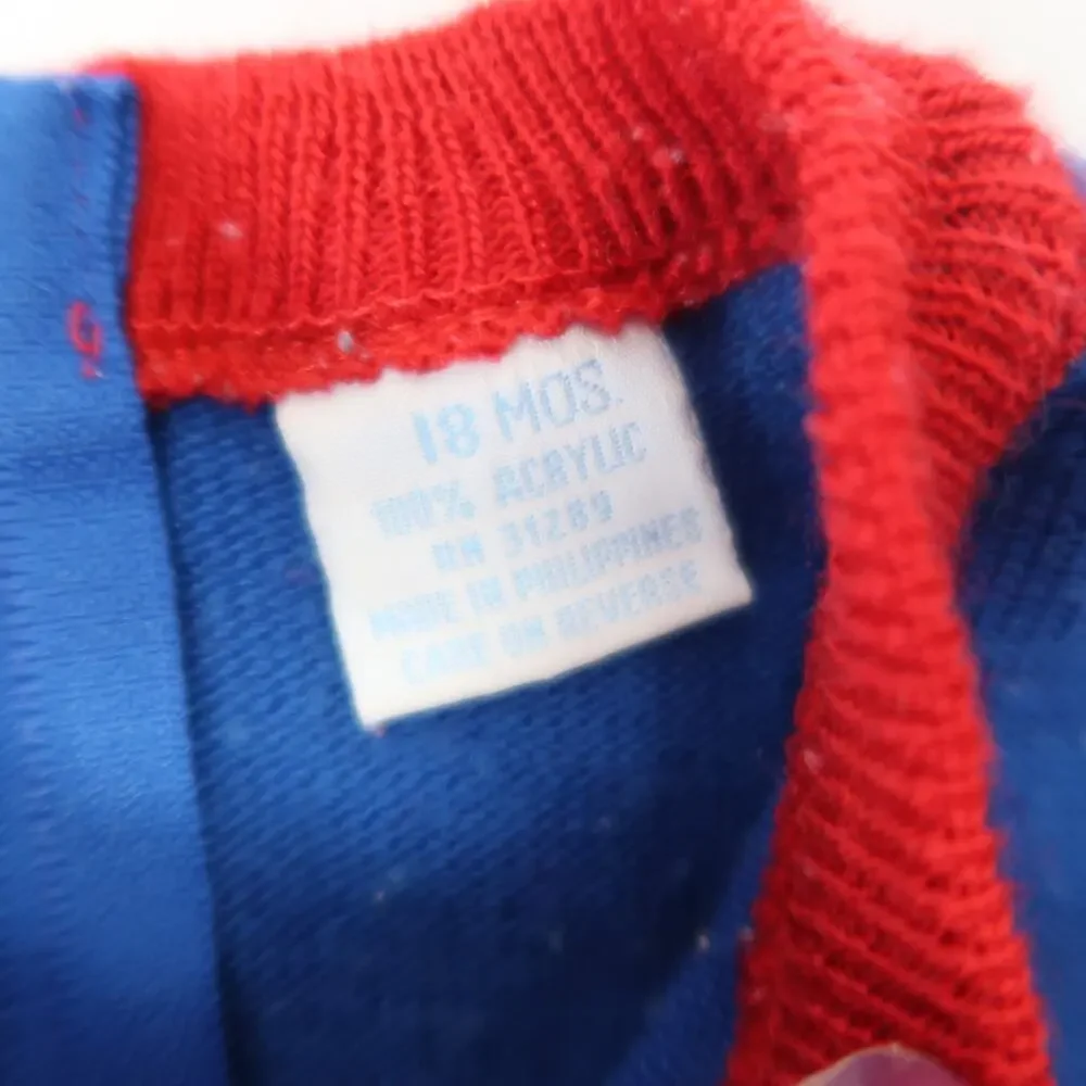 Vintage 80s Lil' Lamonsters Elephant Navy Blue Stripe Sleeper 18 Mon Toddler Boy